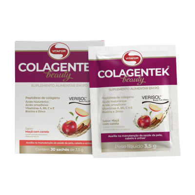 7898665433072 Vitafor Colagentek Beauty Maça Canela Saquetas x30