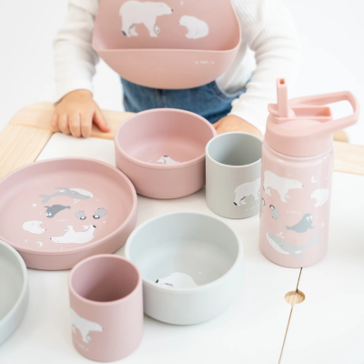 Saro Set Alimentação Silicone Foodie Urso Rosa | Farmácia d'Arrábida