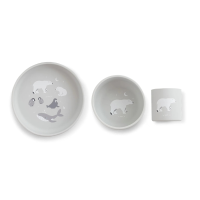 Saro Set Alimentação Silicone Foodie Urso Cinza  | Farmácia d'Arrábida