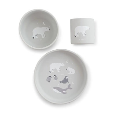 Saro Set Alimentação Silicone Foodie Urso Cinza