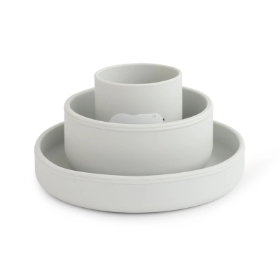 Saro Set Alimentação Silicone Foodie Urso Cinza  | Farmácia d'Arrábida