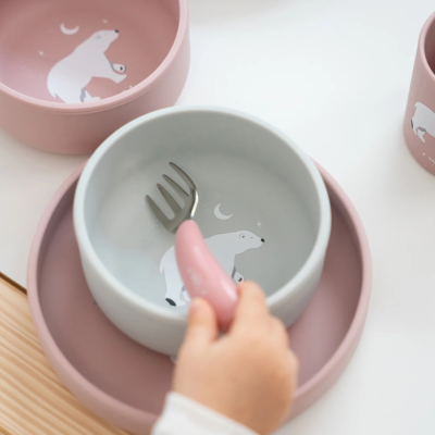 Saro Set Alimentação Silicone Foodie Urso Cinza  | Farmácia d'Arrábida