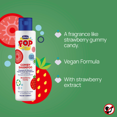 Chicco Pop Champô & Condicionador Morango 250ml | Farmácia d'Arrábida