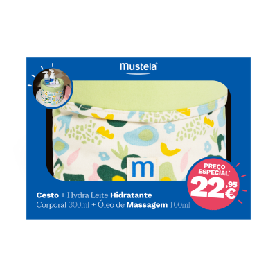 Mustela Cesto + Hydra Leite + Óleo de Massagem | Farmácia d'Arrábida