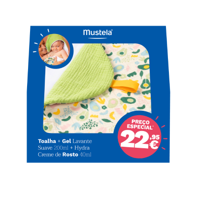 Mustela Toalha + Gel Lavante + Creme Rosto | Farmácia d'Arrábida