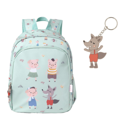 Tutete Mochila Média + Porta-chaves Três Porquinhos