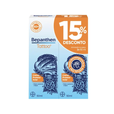 7537514 Bepanthen Tattoo Creme Protetor Solar FPS50+ 2x50ml 15% Desc.