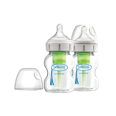 Dr. Brown's Biberão de Vidro Anti-Cólicas Options+ 2x150ml | Farmácia d'Arrábida
