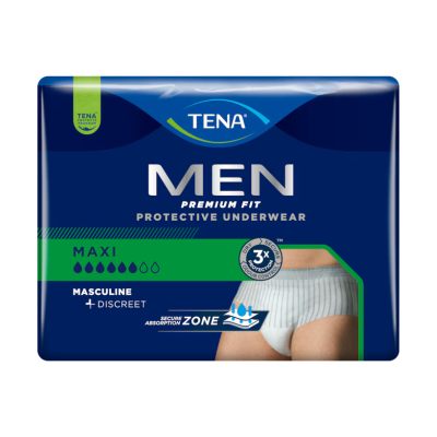 6029769 TENA Men Premium Fit Maxi S/M Cuecas Incontinência Masculina 12 Unid.