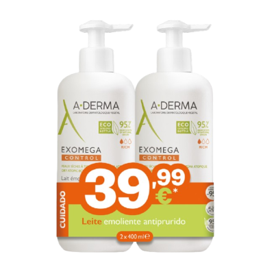 7574236 A-Derma Pack Exomega Control Leite Emoliente 2x400ml Preço Especial