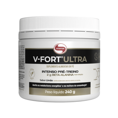 7898665433157 Vitafor V-Fort Pré-treino Ultra Beta Alanina Limão 240g