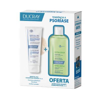 7436451 Ducray Kertyol PSO Champô 200ml + Extra-Doux Champô 200ml Pack Tendência a Psoríase