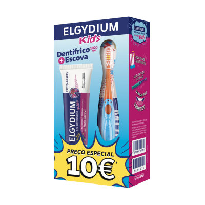 7538678 Elgydium Kids Kit Pasta Dentes Frutos Silvestres + Escova Preço Especial 10€