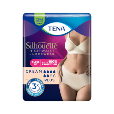 6342931 TENA Silhouette Creme Plus L Cueca Feminina Cintura Alta para Incontinência 8 Unidades