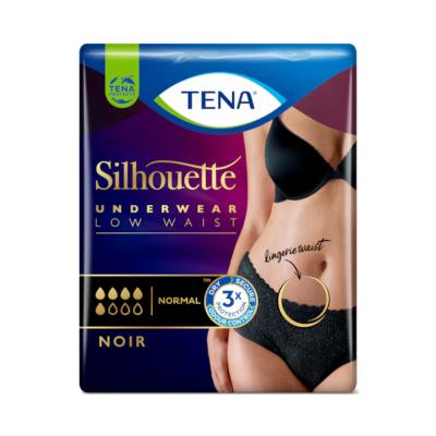6342915 TENA Silhouette Noir Cueca Cintura Baixa Preta Mulher Normal Tam. L 9 Unid.