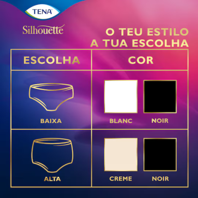 TENA Silhouette Noir Cueca Baixa Preta Mulher Normal L 9 Uni. | Farmácia d'Arrábida
