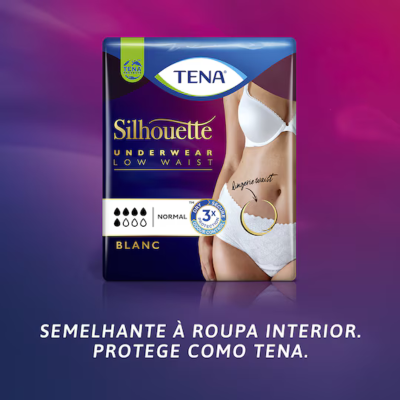 TENA Silhouette Blanc Cueca Cintura Baixa Mulher Normal Tam. L 10 Unid. | Farmácia d'Arrábida