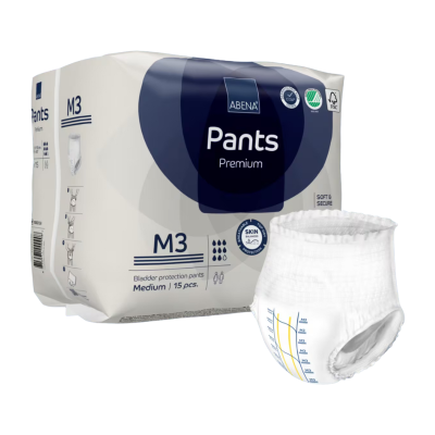 7268631 Abena Pants Premium M3 Fraldas Cueca Incontinência Grave 15 Unidades