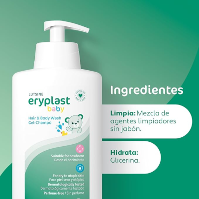 Lutsine Eryplast Baby Gel Banho e Champô Pele Sensível e Atópica Bebés 500ml | Farmácia d'Arrábida