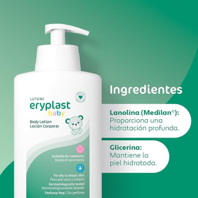 Lutsine Eryplast Baby Loção Corporal 500ml Hidratação 24h Bebé | Farmácia d'Arrábida