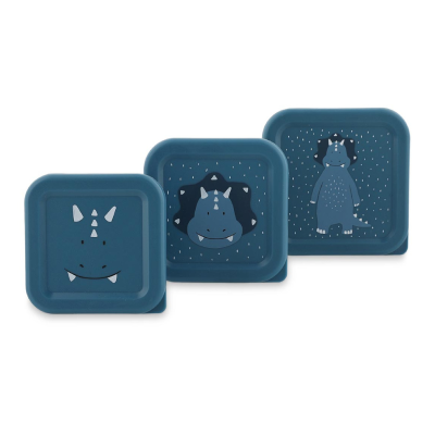 5401121052285 TRIXIE 3 Caixas de Lanche Infantis com Clip Mr. Triceratops Coloridas e Seguras