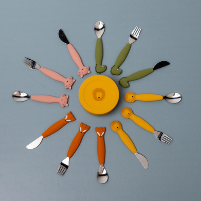 TRIXIE Conjunto de Talheres Mr. Fox Silicone para Crianças +12M | Farmácia d'Arrábida