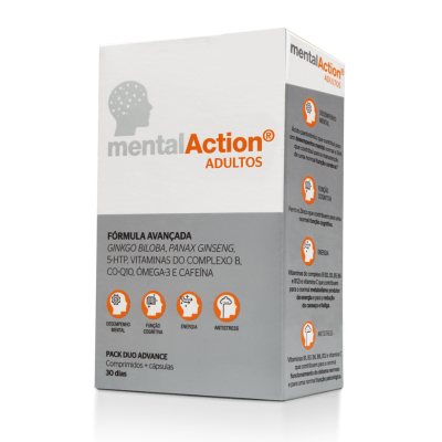 6035337 MentalAction Adultos – Suplemento 30 Dias Desempenho Mental, Energia e Stress