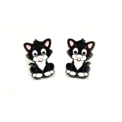 8059386463833 MyLovly Brincos Criança Gatinho Preto | Aço Hipoalergénico