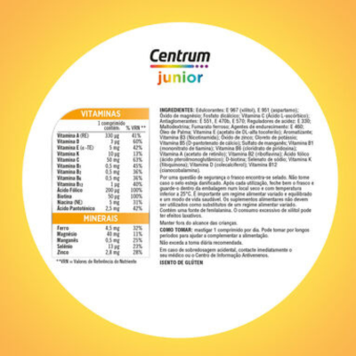 Centrum Junior 30 Comprimidos Mastigáveis +4 Anos  | Farmácia d'Arrábida