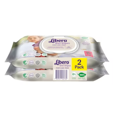 Libero WetWipes Toalhitas Húmidas Bebé 2x64 Pack | Farmácia d'Arrábida