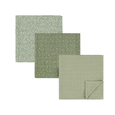 5401121840752 Trixie Pack Três Musselinas Daring Dino | 100% Algodão Orgânico 55x55cm