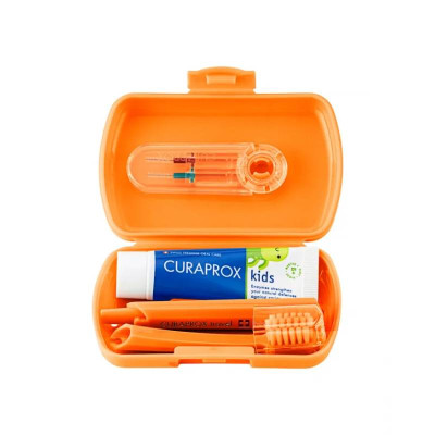 7572024 Curaprox Kit de Viagem Kids Laranja 6-12 Anos | Saúde Oral em Qualquer Lugar