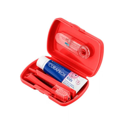 Curaprox Kit de Viagem Kids Vermelho 6-12 Anos | Saúde Oral em Qualquer Lugar