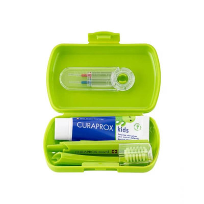 7572065 Curaprox Kit de Viagem Kids Verde 6-12 Anos | Saúde Oral em Qualquer Lugar