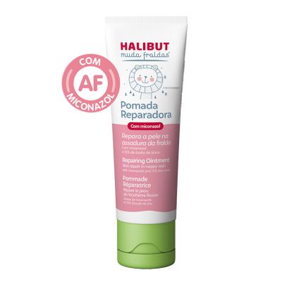 7302190 HALIBUT Muda Fraldas Pomada Reparadora 100g | Tratamento Assaduras com Miconazol