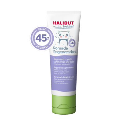 7524041 HALIBUT Muda Fraldas Pomada Regeneradora 45ZN 50g | Muda da Fralda para Peles Sensíveis ou Atópicas