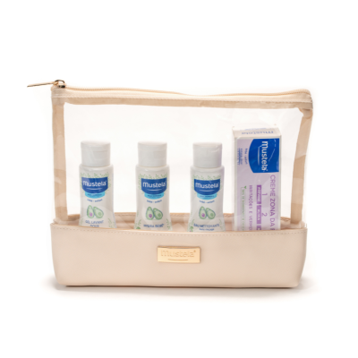 7563064 Mustela Bolsa Indispensáveis Bege | Kit com 4 Essenciais de Higiene para Bebé