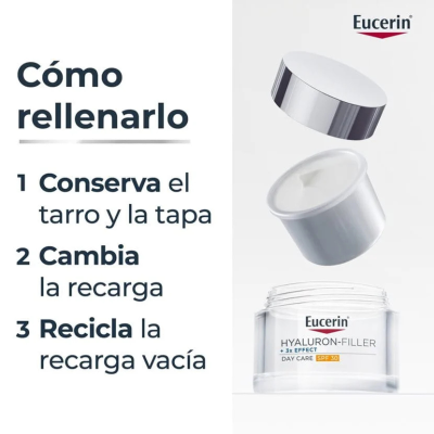 Eucerin Hyaluron-Filler + 3x Effect Creme Dia FPS30 Recarga | Farmácia d'Arrábida