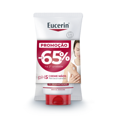 Eucerin pH5 Pack Creme de Mãos 75ml X2 65% Desconto | Proteção e Hidratação