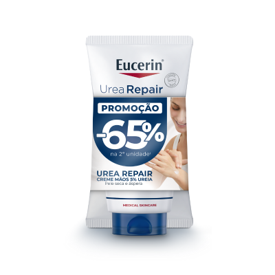 7562686 Eucerin UreaRepair Creme de Mãos 5% Ureia X2 -65% 2ª Unidade | Pack Para Mãos Muito Secas