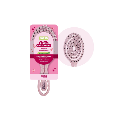 8436536896176 NOSA Escova Anti-Puxões Mini Rosa | Suave Desembaraça sem Puxar