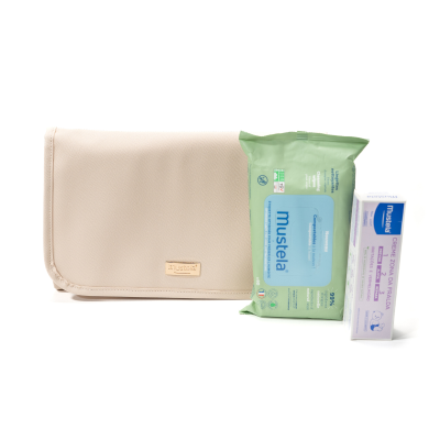 7563122 Mustela Bebé Kit Muda Fralda Bege | 60 Toalhitas + 1 Creme
