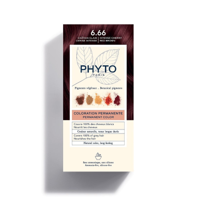7553610 Phyto Phytocolor Coloração 6.66 Castanho Cereja | Tinta para Cabelo Sem Amoníaco