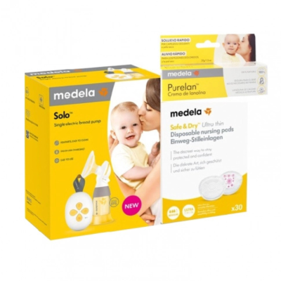 7580670 Medela Solo Hands-free Extrator Leite + 30 Discos + Purelan | Pack Amamentação