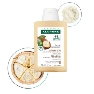 7523969 Klorane Cica-Champô Cupuaçu 200ml | Shampoo Nutre e Repara o Cabelo Seco