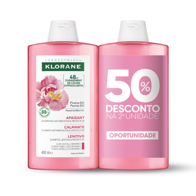 7477604 Klorane Champô Peónia Bio 2x400ml | Couro Cabeludo Sensível
