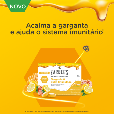 Zarbee’s Garganta & Imunidade Extra Mel e Limão 24 Pastilhas | Farmácia d'Arrábida