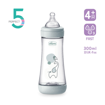 Chicco Biberão Perfect 5 300ml Azul +4M | Farmácia d'Arrábida