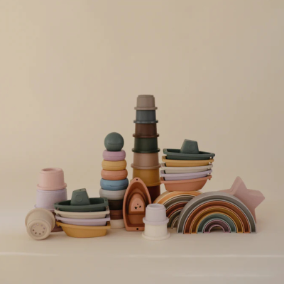 Mushie Jogo de Aneis para Empilhar Rustic +6M | Farmácia d'Arrábida