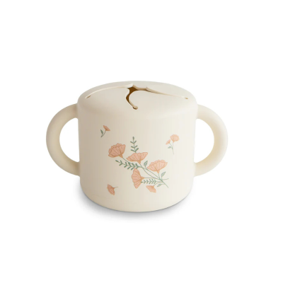 0840355801507 Mushie Copo Didático de Snacks Pink Flowers +6 Meses